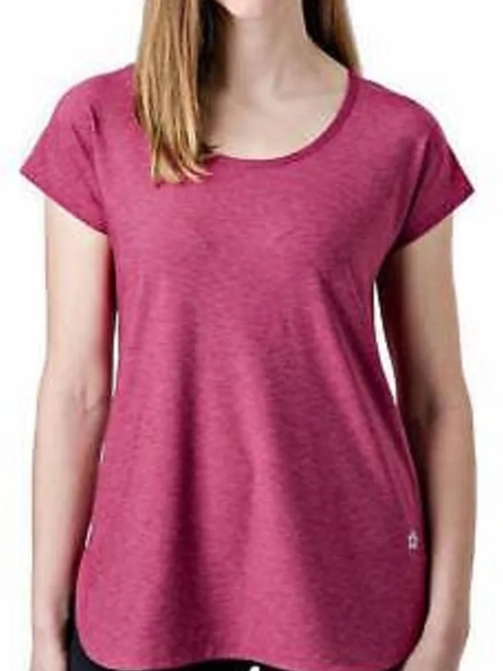 Tuff Athletics Short Sleeve Scoop Top in Heather Rose